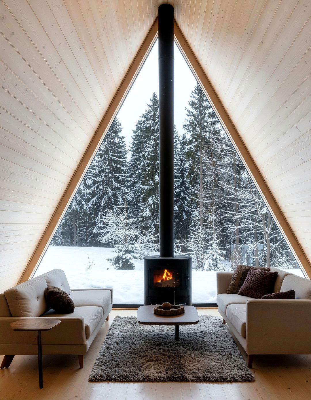 A Frame Interior - 30 cabin style living room ideas