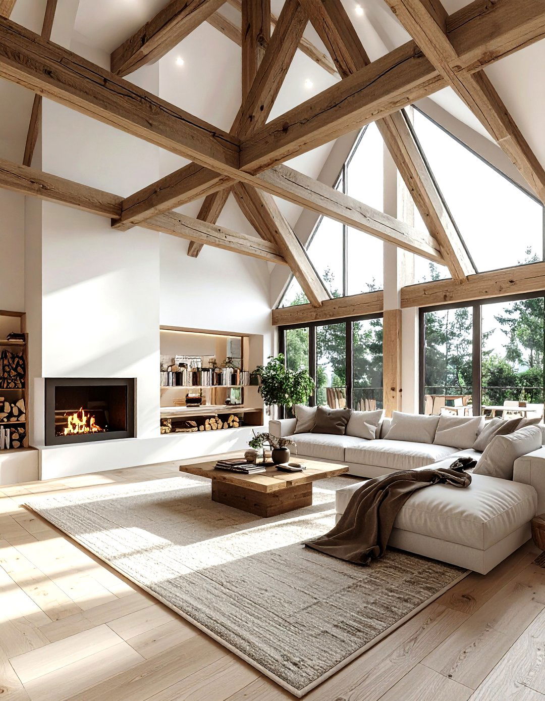 A Frame Living Room Exposed Structure - 30 living room post and beam ideas