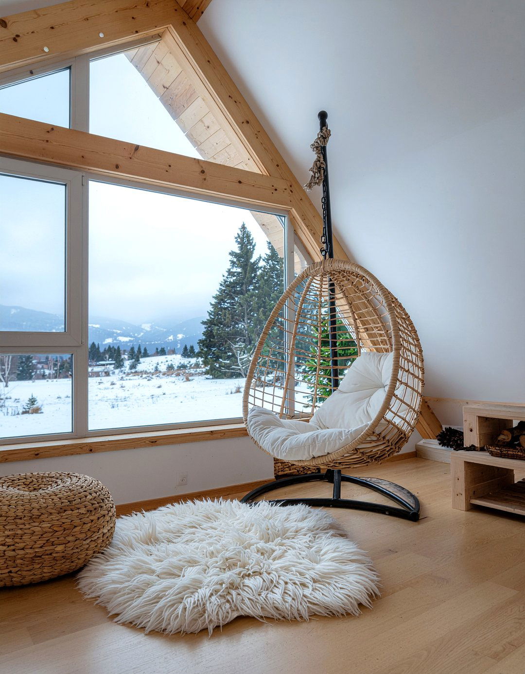 A frame living room hanging chair - 30 living room A-frame ideas
