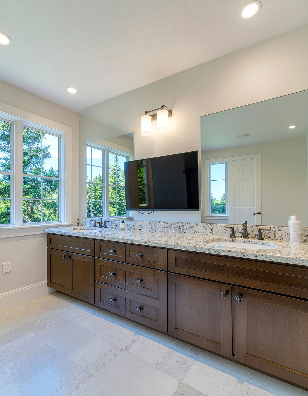 Above Vanity TV - 30 bathroom TV ideas