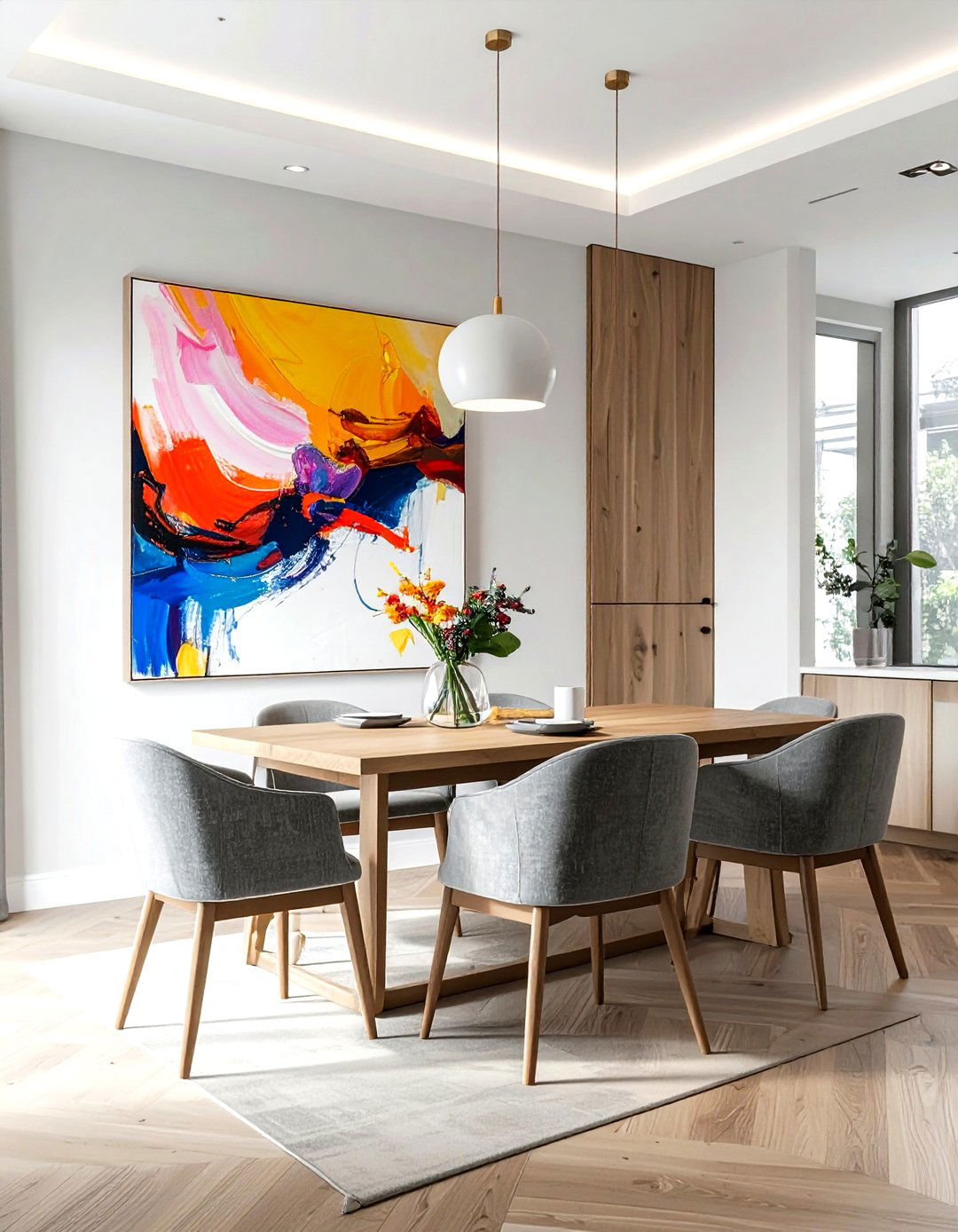 Abstract Art Focused Dining Room - 30 luxe dining room ideas