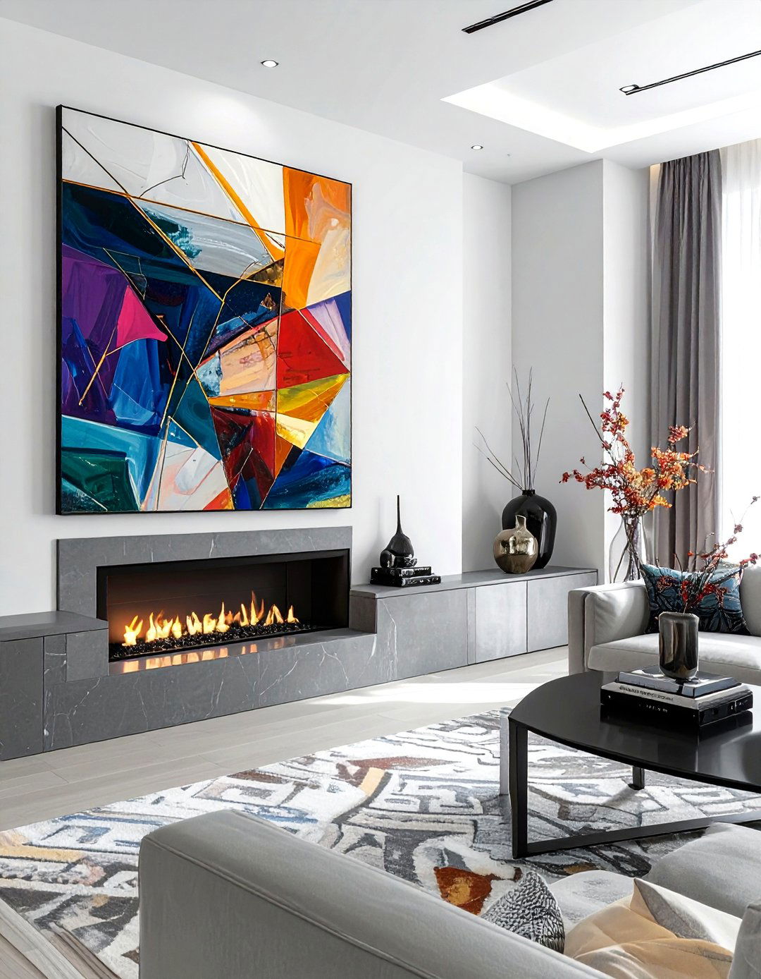 Abstract Canvas Art - 30 mantel decor ideas