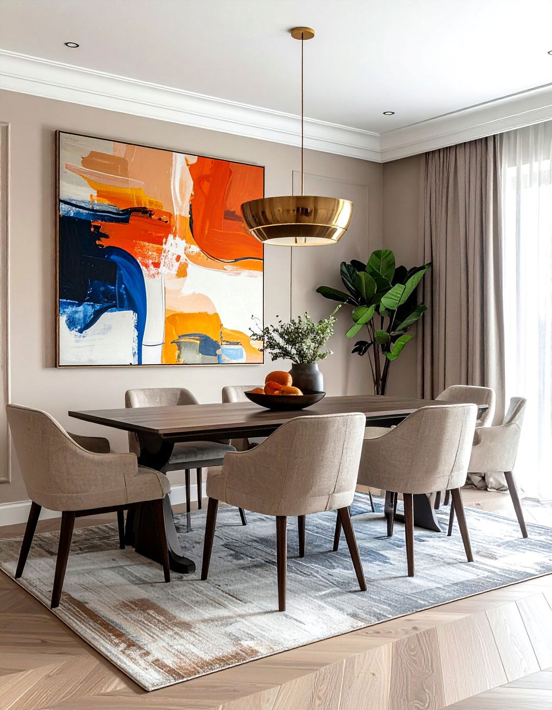 Abstract Canvas Painting - 30 modern traditional dining room ideas