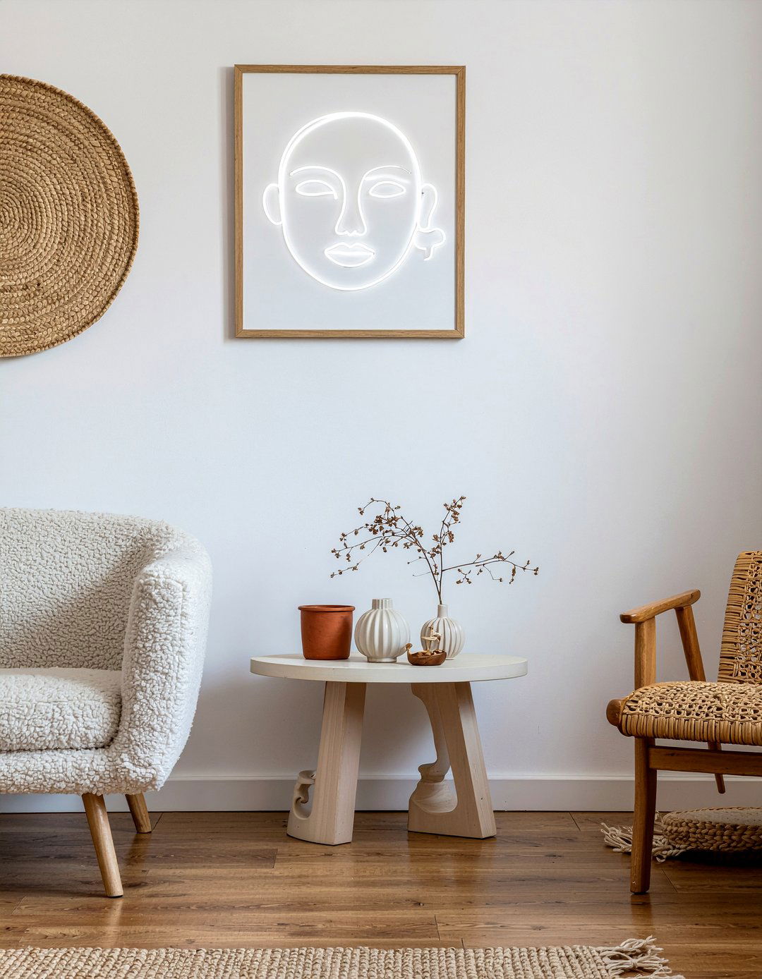 Abstract Face Line Art Led - 30 living room led signs