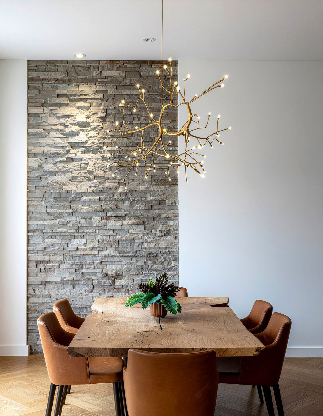 Abstract Gold Branch Chandelier - 30 gold chandelier dining room ideas