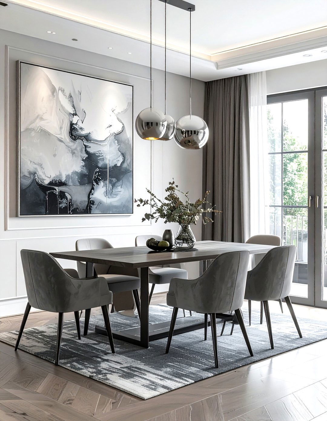 Abstract Gray Wall Art - 30 gray dining room accessories ideas
