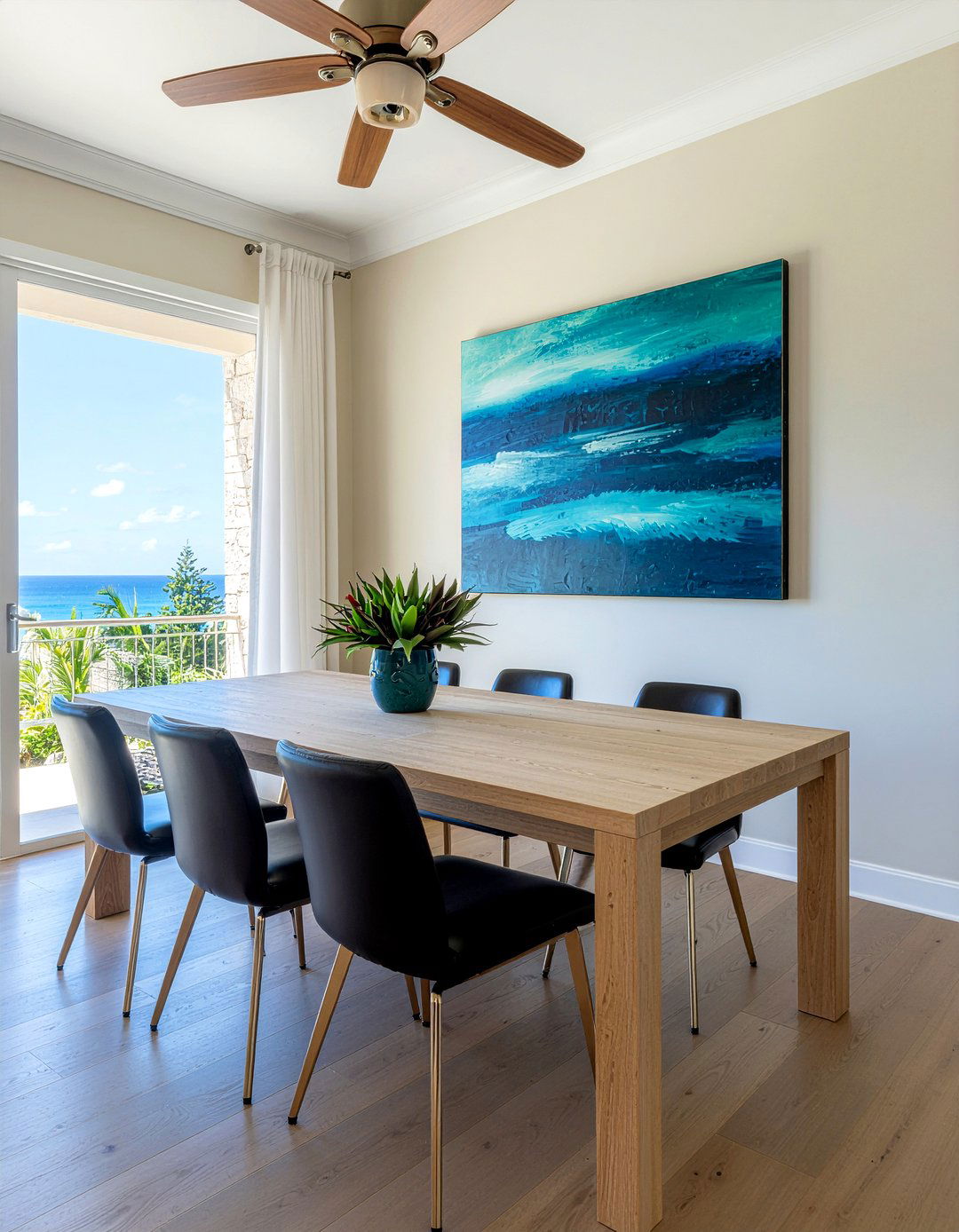 Abstract Island Art - 30 Caribbean dining room ideas