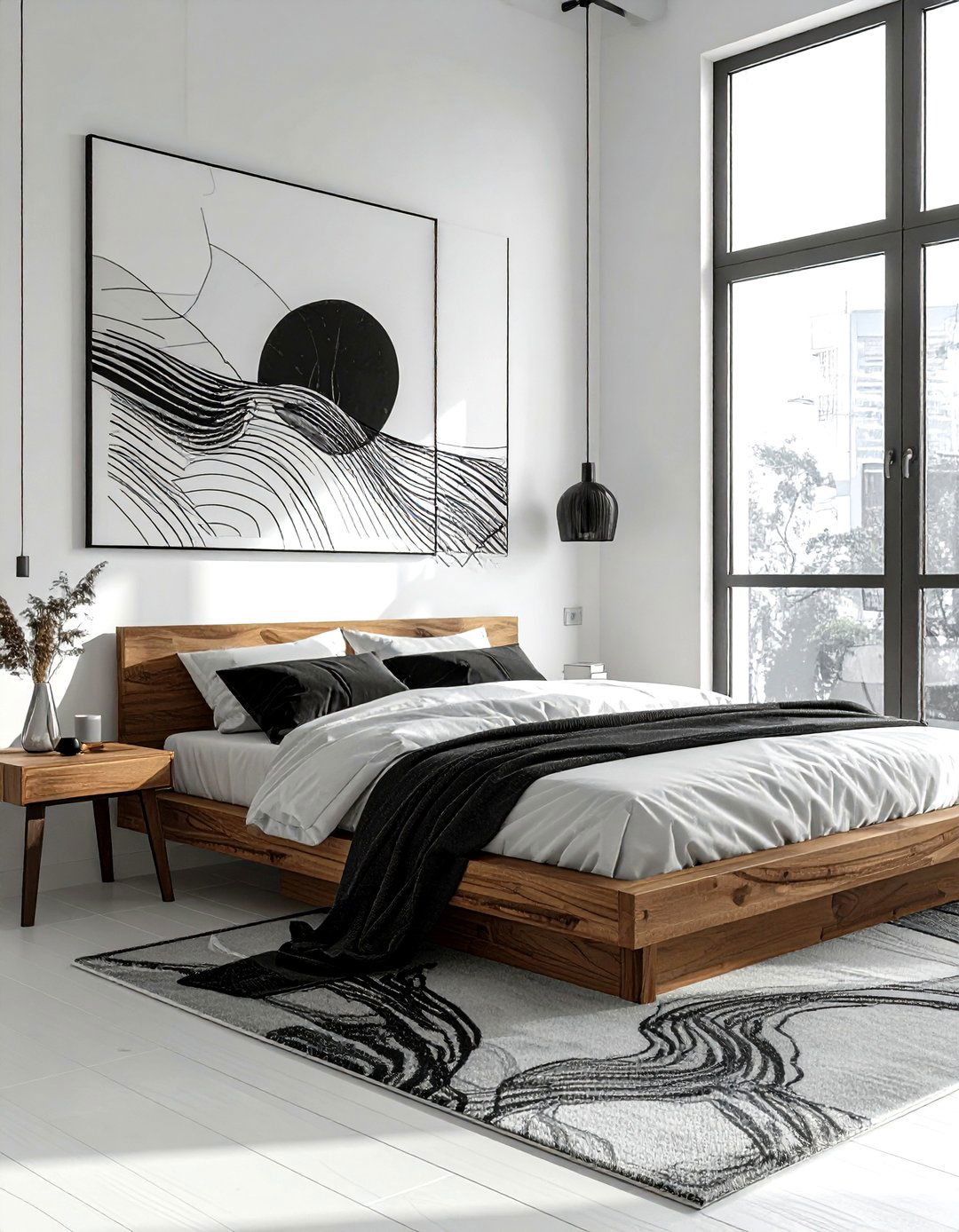 Abstract Line Art - 30 airy bedroom ideas