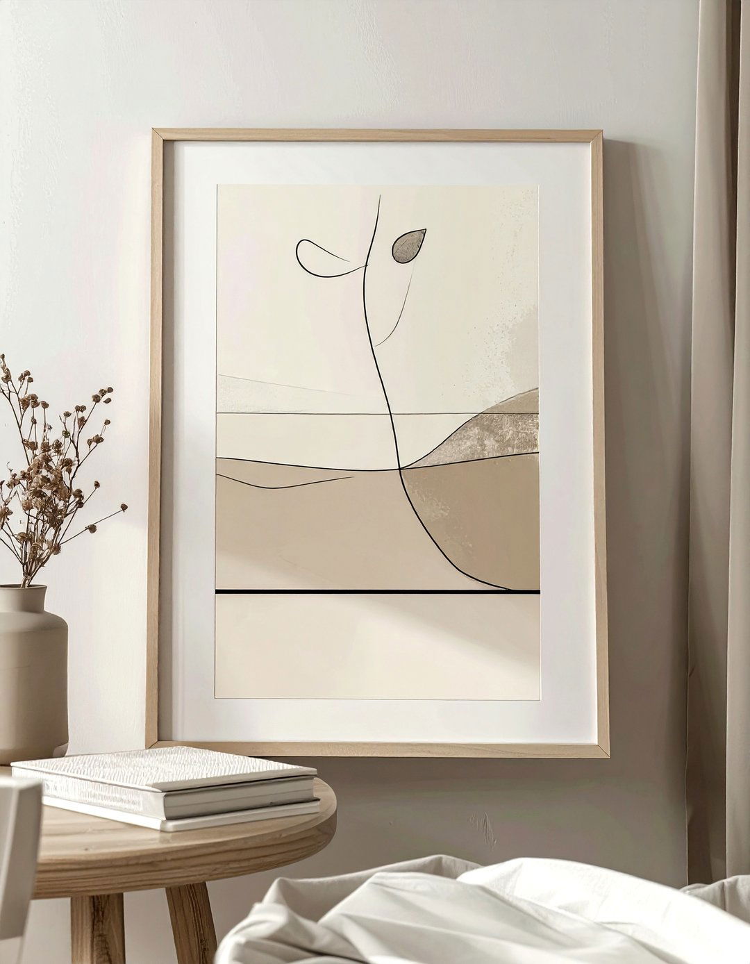 Abstract Line Drawing - 30 beige bedroom accessories ideas