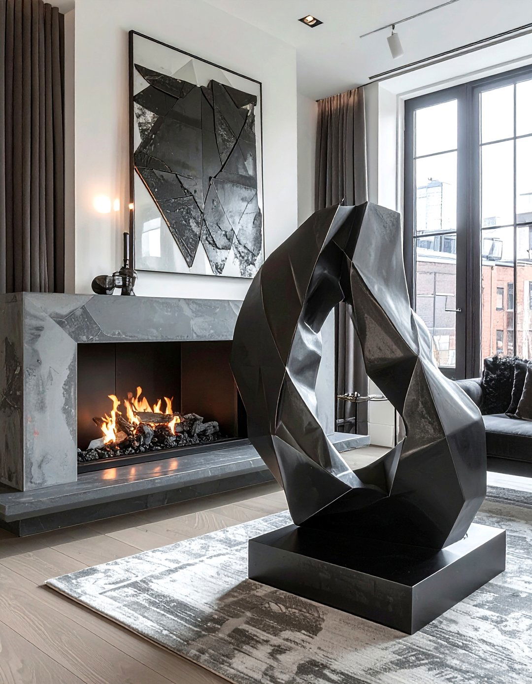 Abstract Metal Sculpture - 30 layered mantel ideas