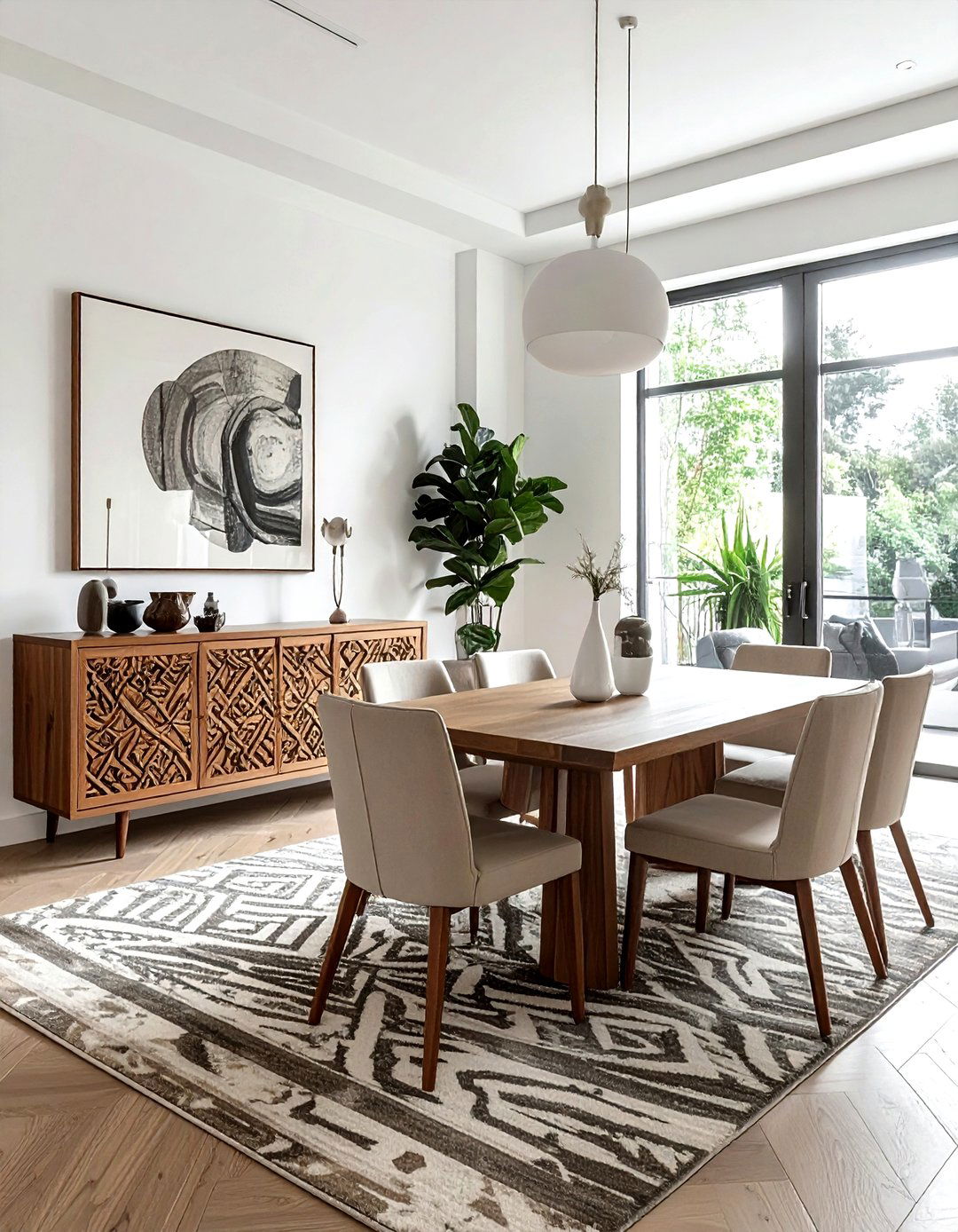 Abstract Pattern Sideboard - 30 modern buffet dining room ideas