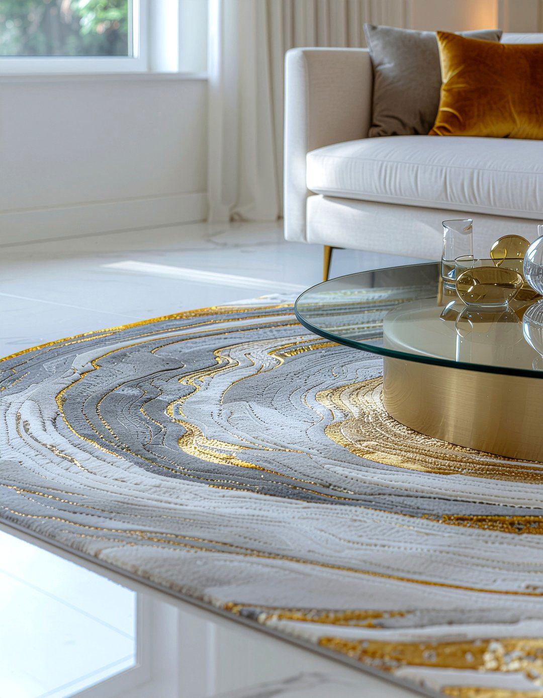 Abstract Rug - 30 glam living room ideas