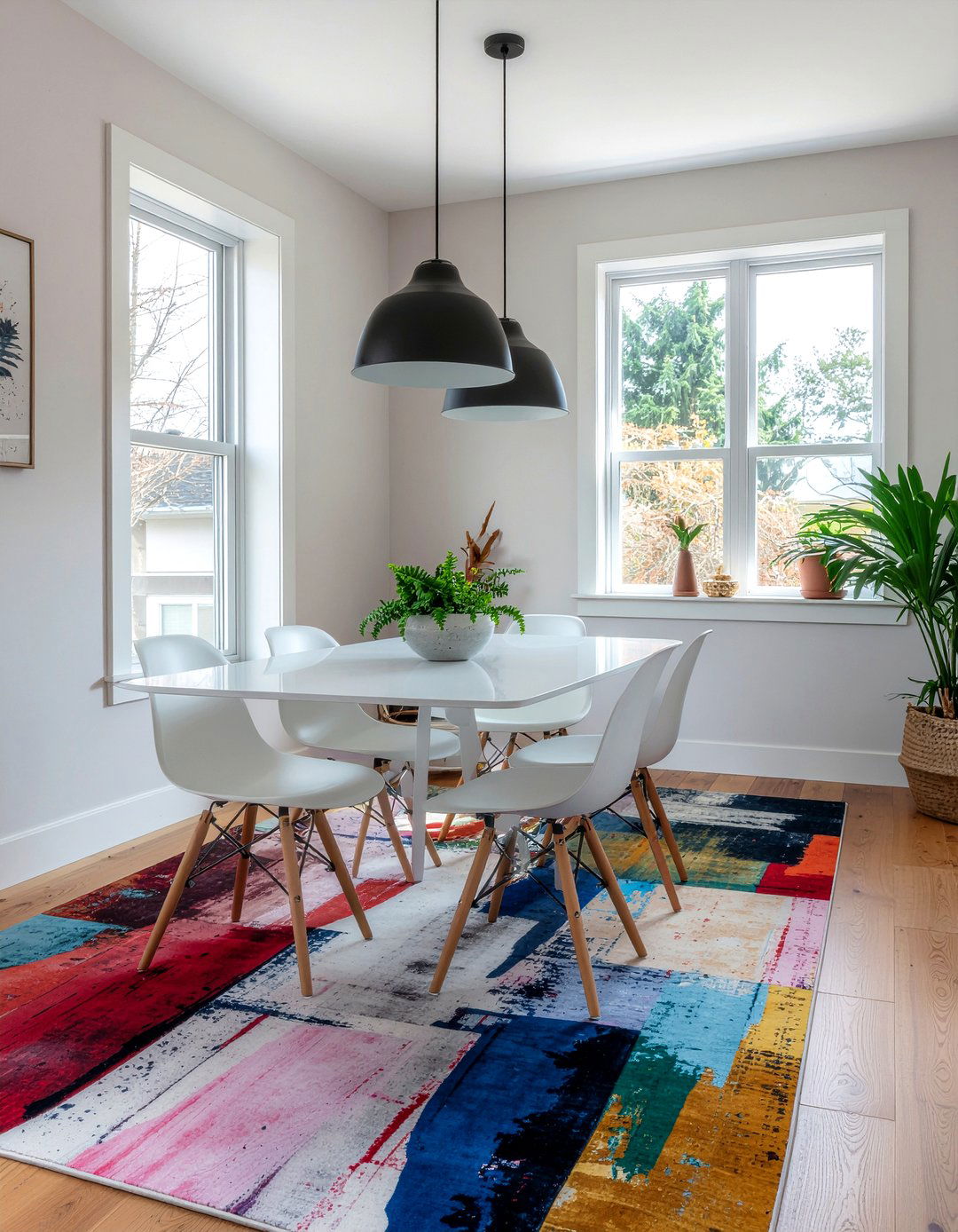 Abstract Rug Dining Room - 30 elegant dining room ideas