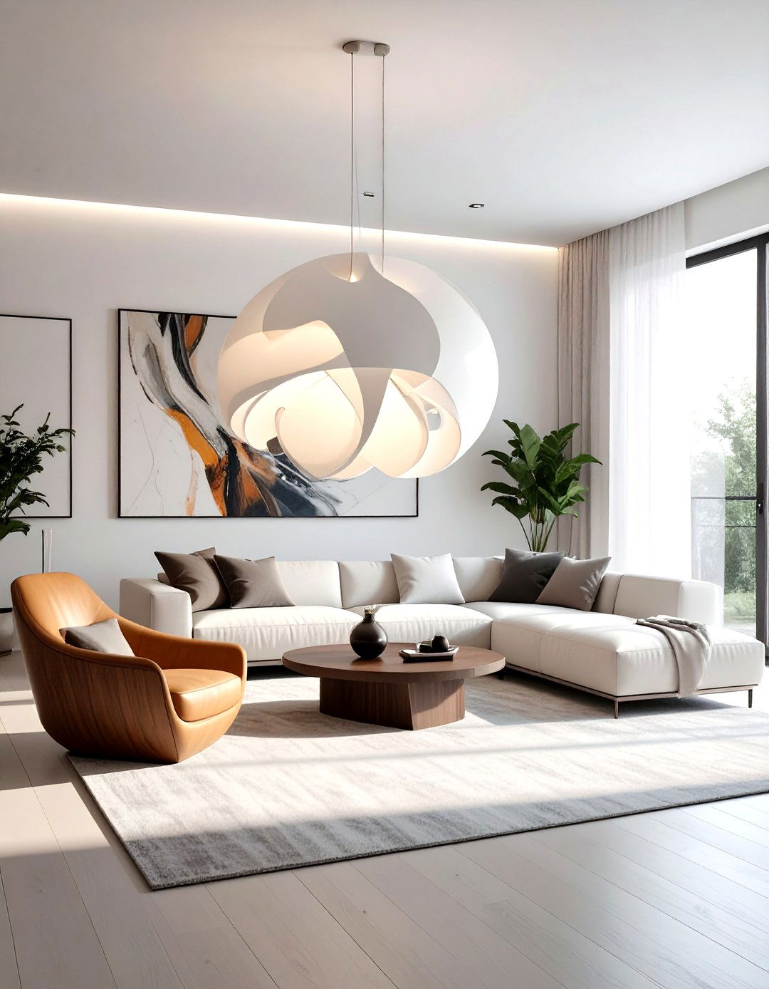 Abstract Sculptural Light - 30 living room chandelier ideas