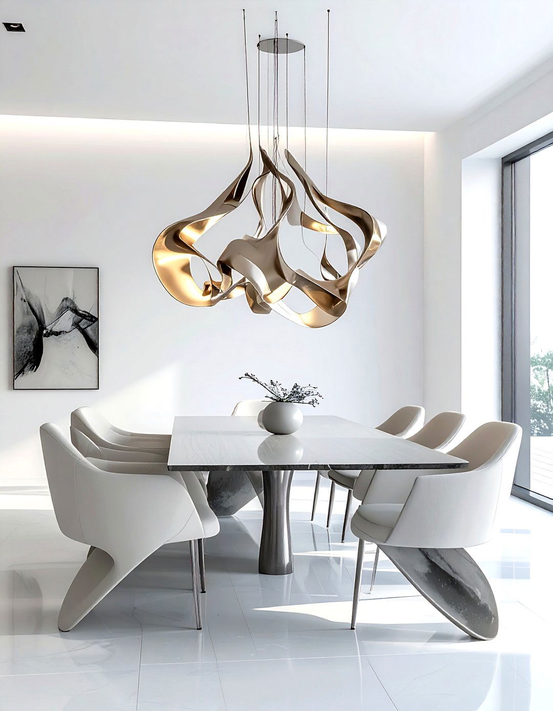 Abstract Sculptural Light - 30 dining room chandelier ideas