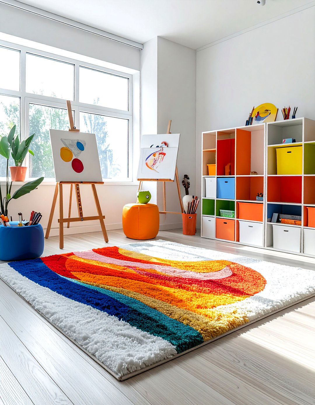 Abstract Shag Rug Creative Space - 30 shag rug ideas