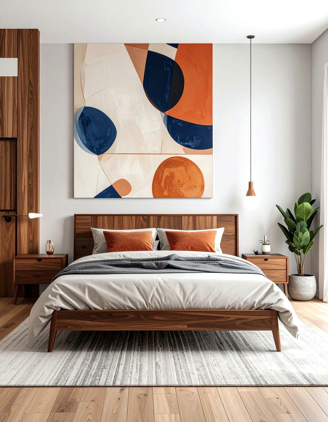 Abstract Wall Art - 30 mid-century modern bedroom ideas