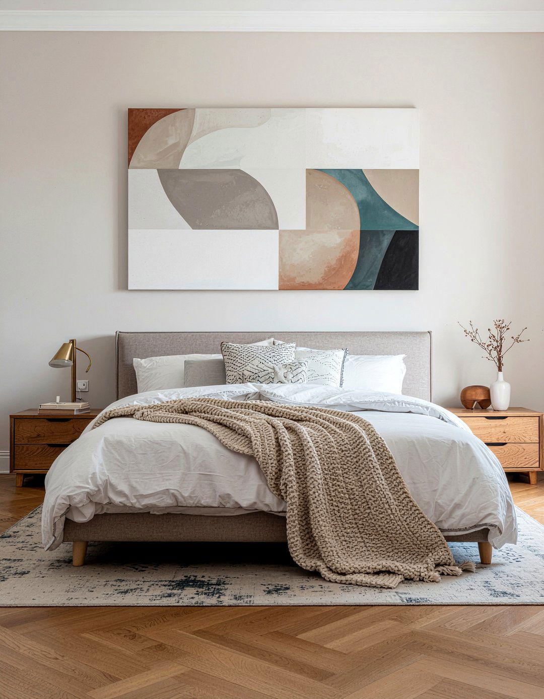 Abstract Wall Art - 30 scandinavian bedroom ideas