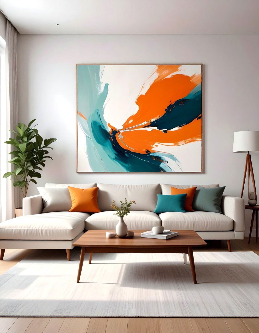 Abstract art living room decor - 30 living room mid-century furniture ideas