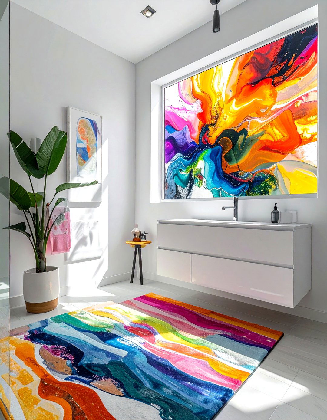 Abstract art window film - 30 bathroom window film ideas