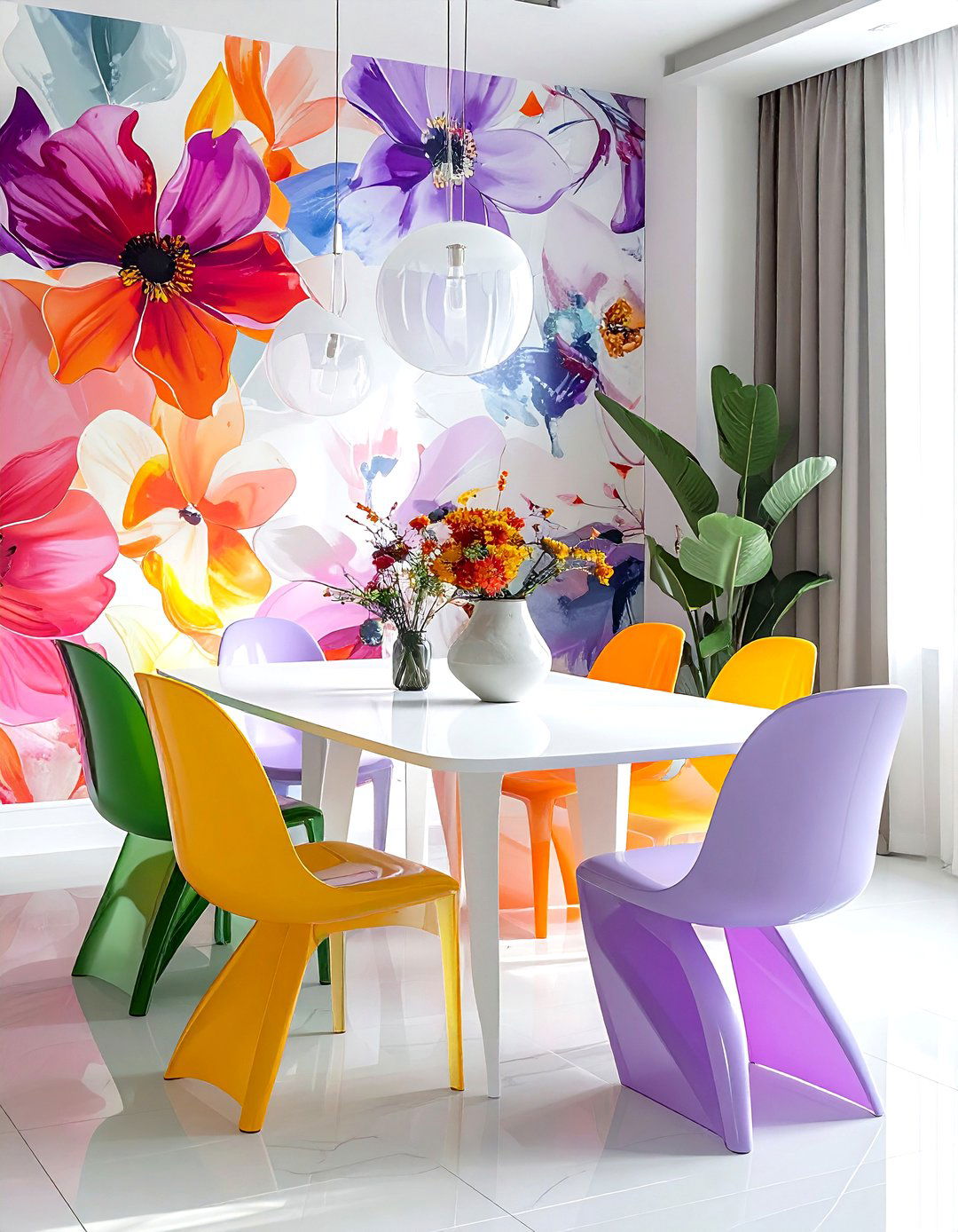 Abstract floral wallpaper dining room - 30 floral wallpaper dining room ideas