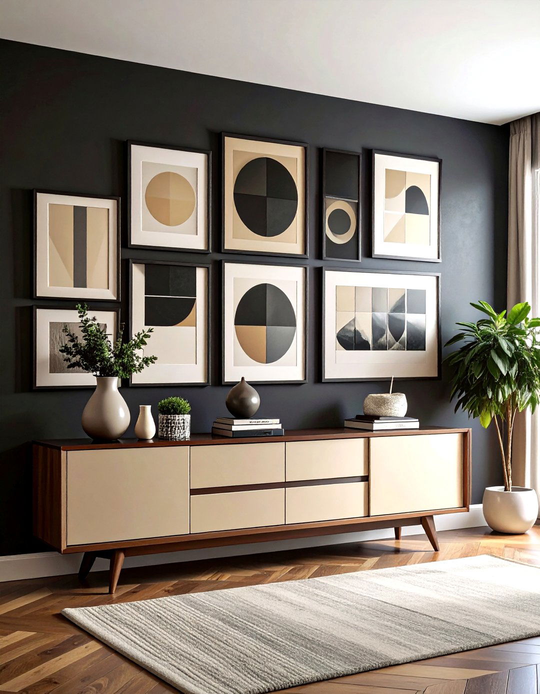 Abstract geometric gallery wall - 30 geometric pattern decor ideas