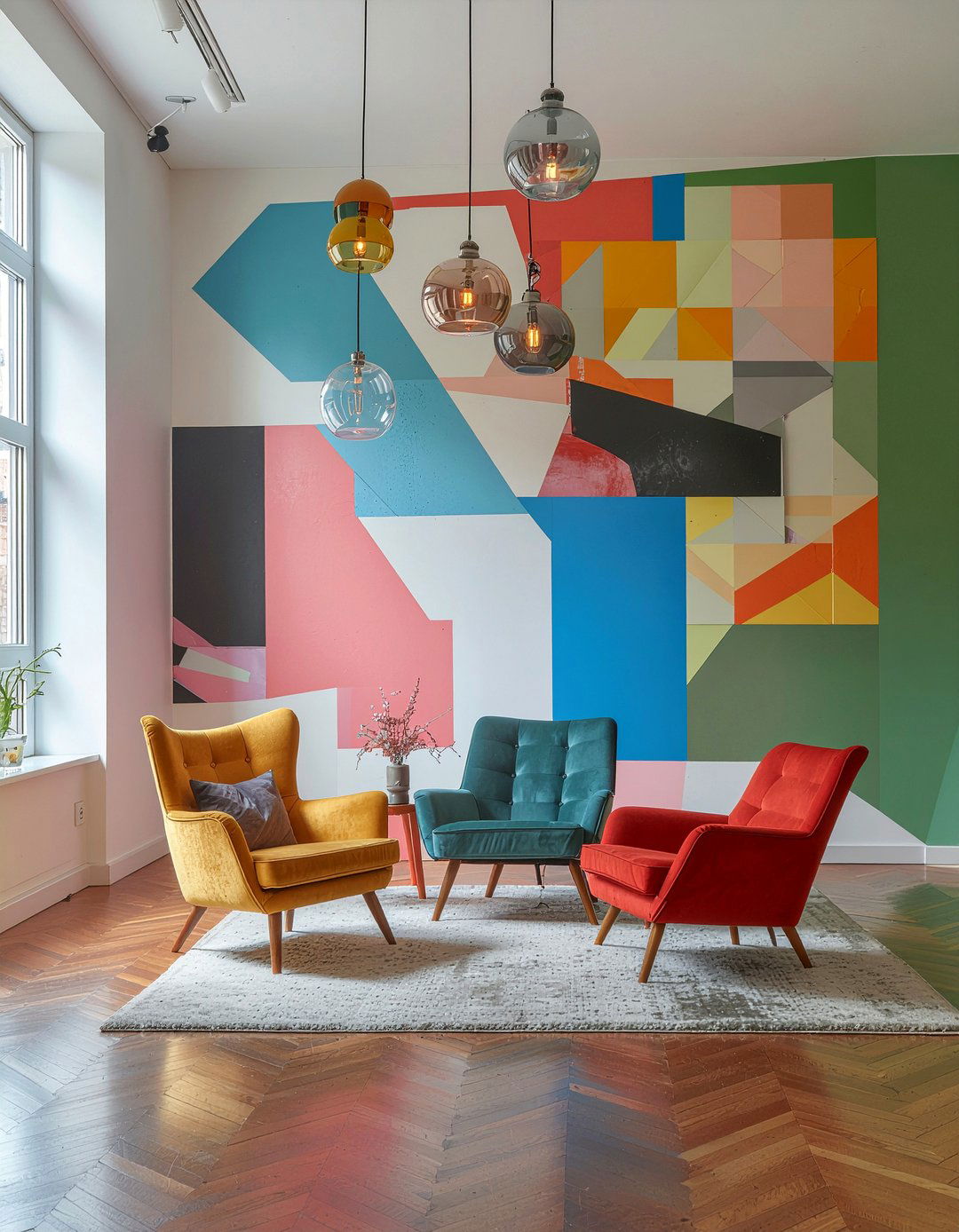 Abstract geometric wallpaper - 30 living room geometric wallpapers