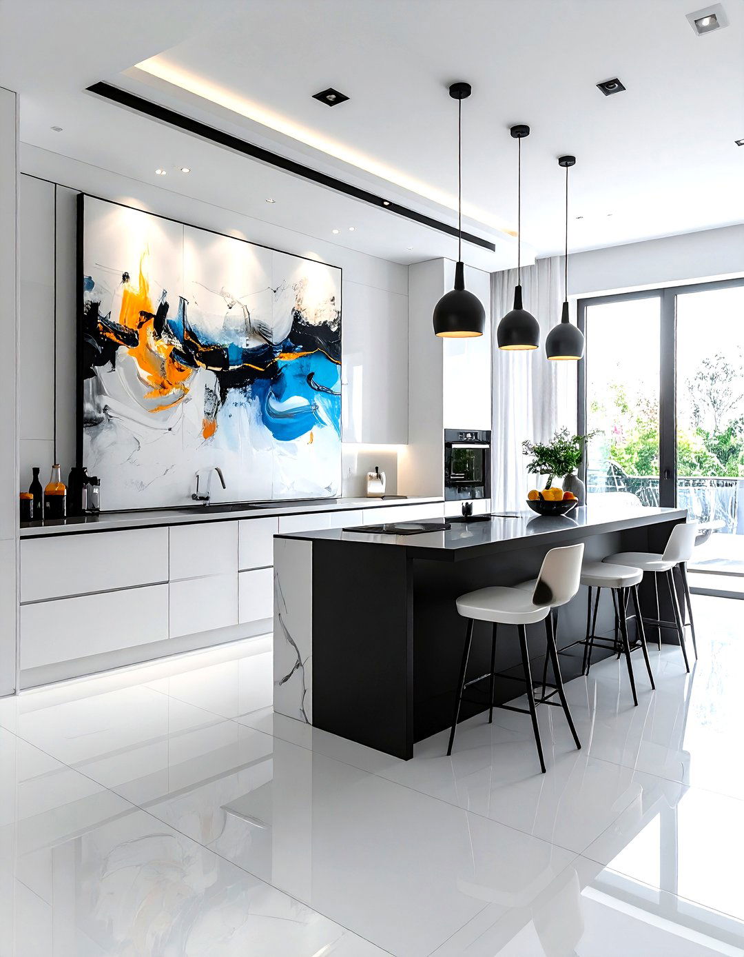 Abstract kitchen art - 30 kitchen pattern mixing ideas