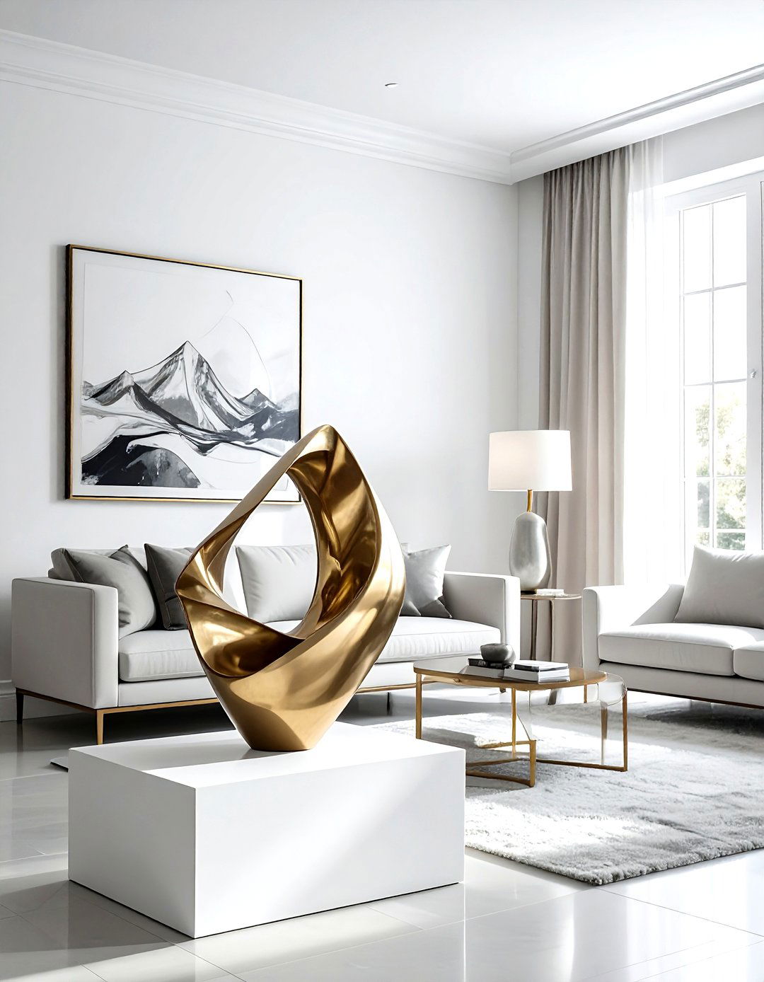 Abstract metal sculpture - 30 living room statement piece ideas