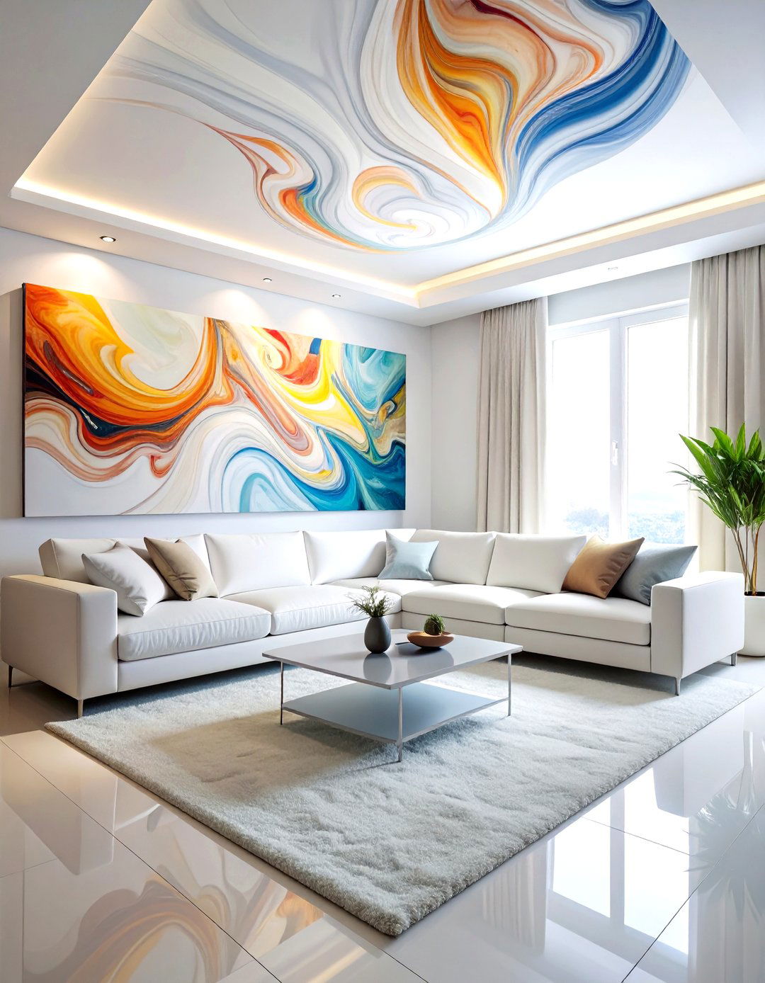 Abstract mural ceiling wallpaper - 30 living room ceiling wallpapers