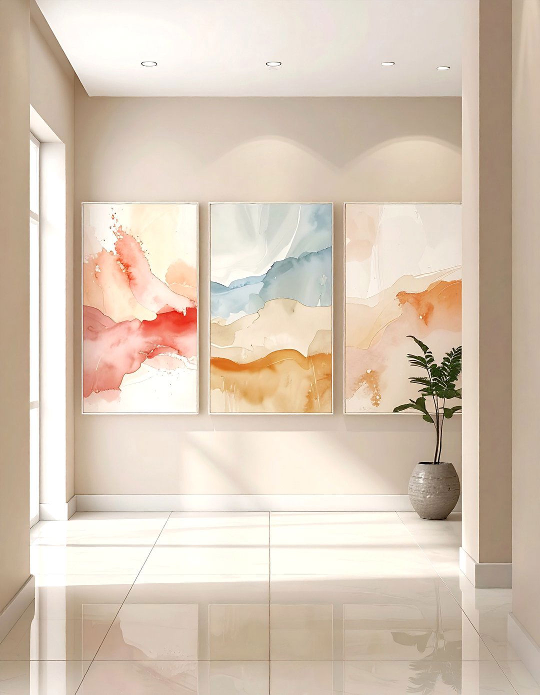 Abstract painting display - 30 hallway decor ideas