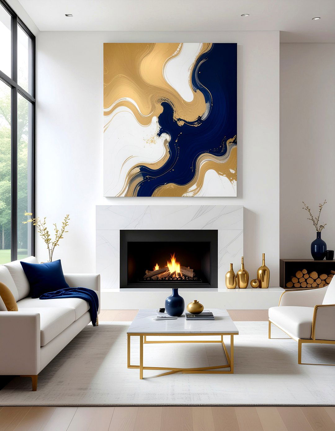 Abstract wall art - 30 modern glam living room ideas