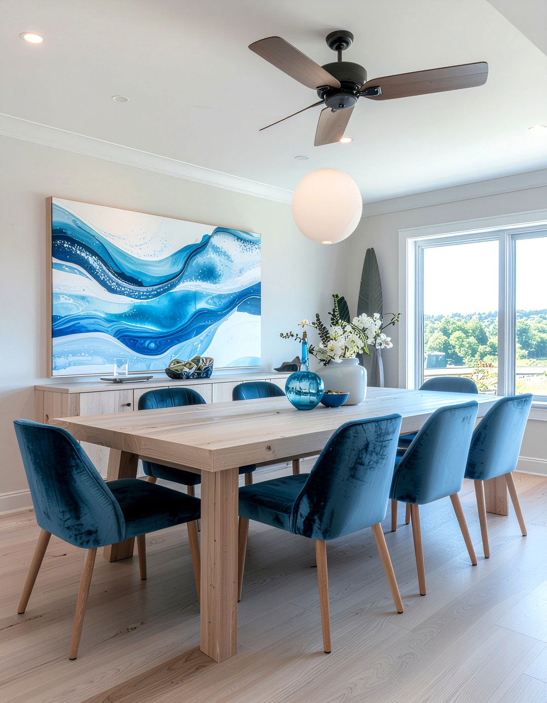 Abstract wall art for dining room - 30 calm dining room ideas