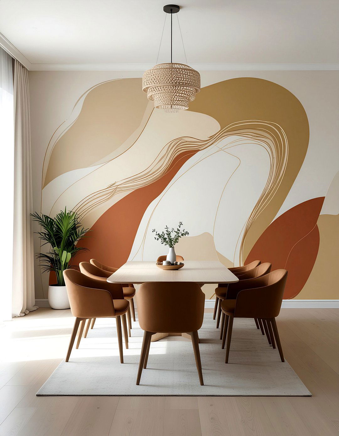 Abstract wall mural - 30 dining room wall decor ideas