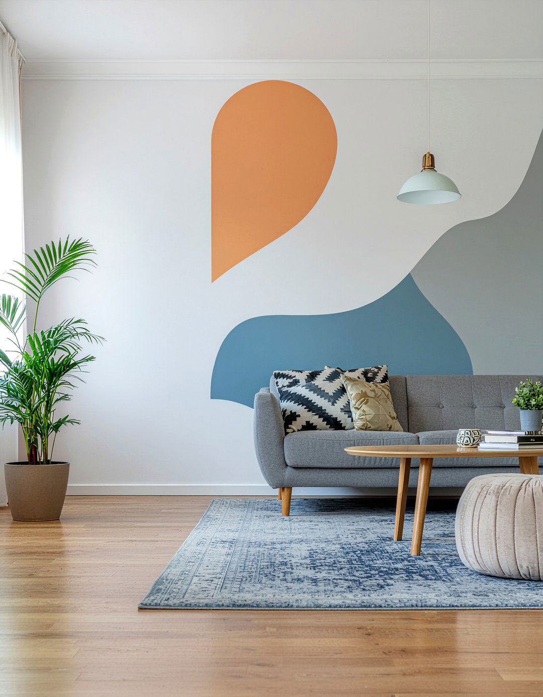 Abstract wall paint - 30 living room color blocking ideas