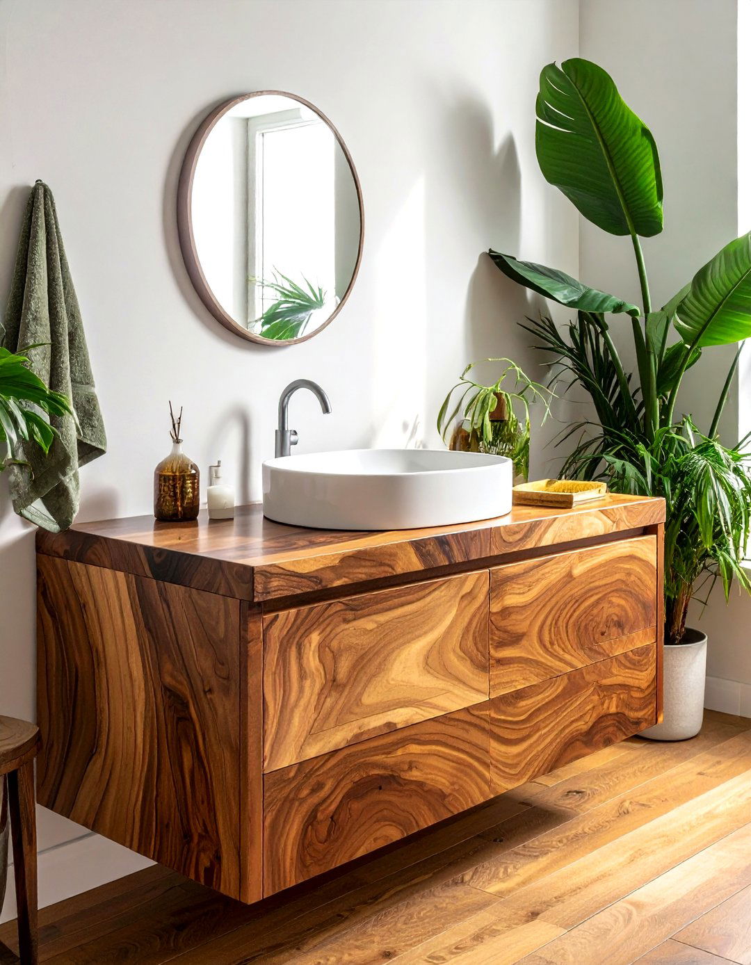 Acacia wood bathroom counter - 30 butcher block bathroom countertop ideas