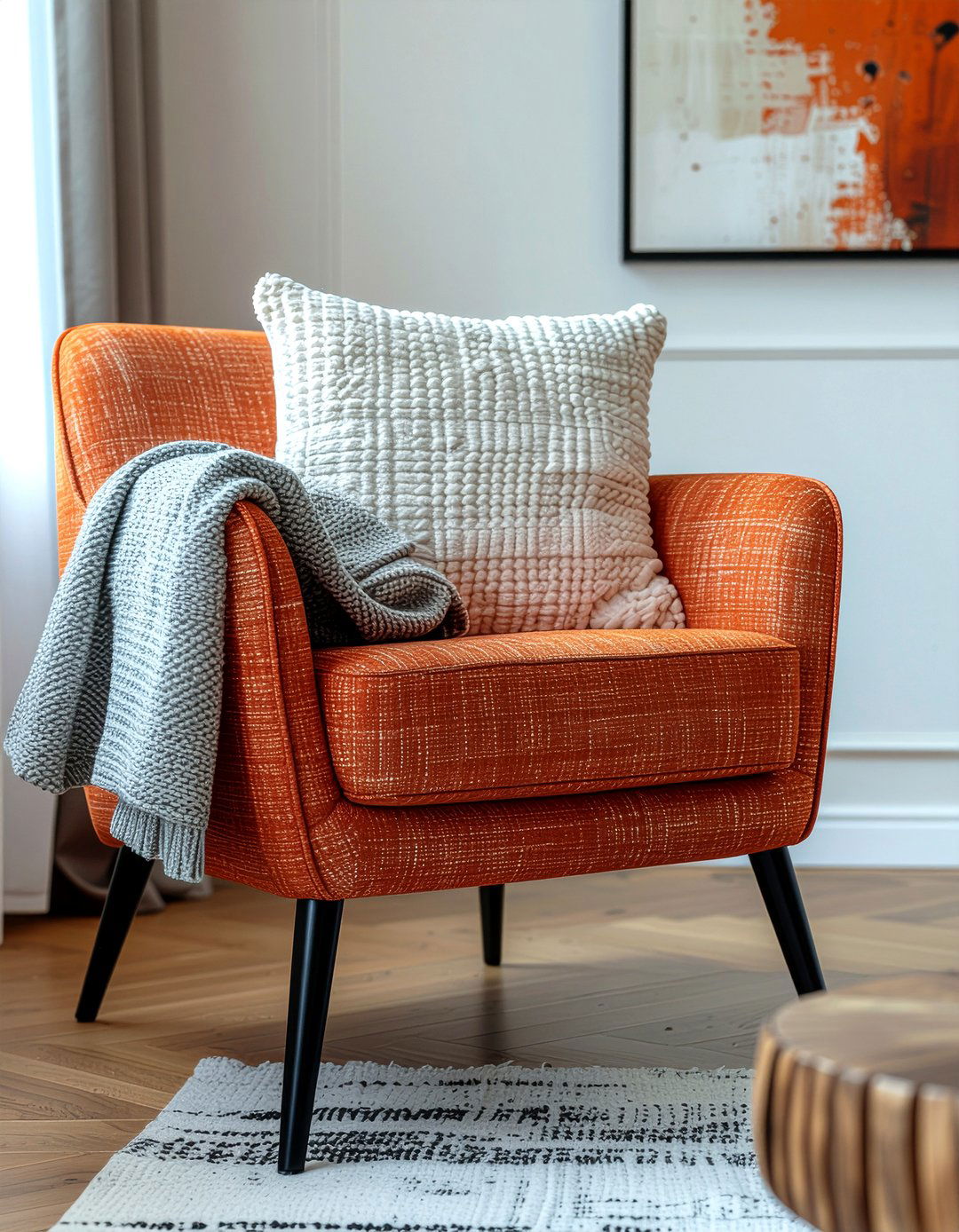 Accent chair with pillow - 30 renter living room ideas