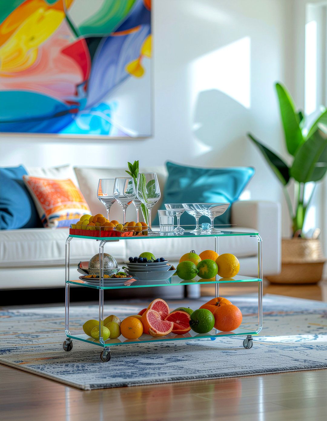 Acrylic Bar Cart - 30 living room bar cart ideas