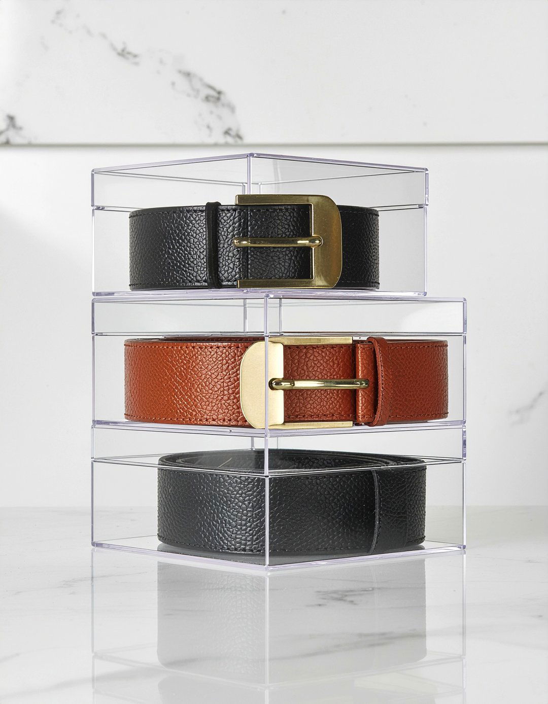 Acrylic Belt Box - 30 bedroom belt organizers