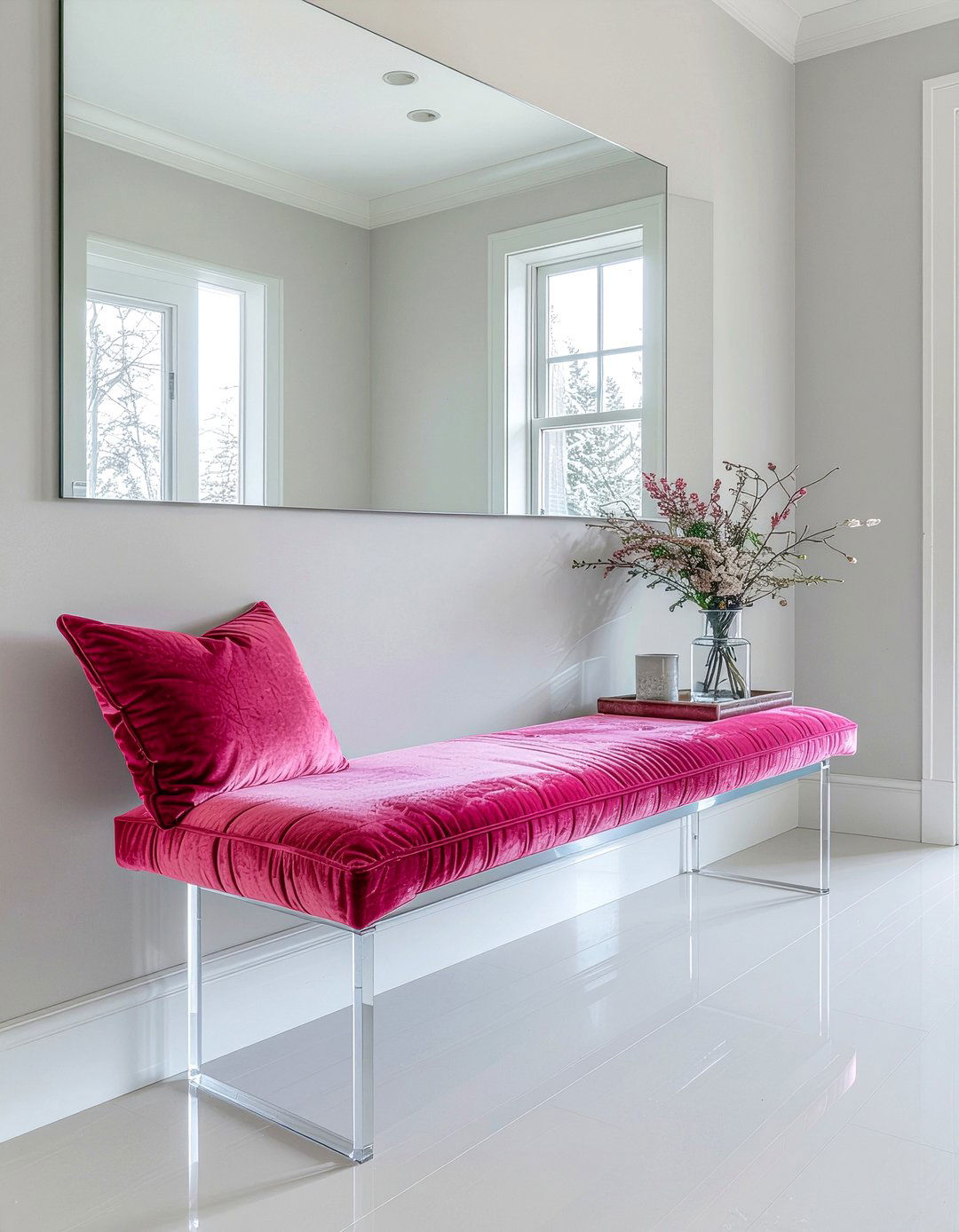 Acrylic Bench With Cushion - 30 living room acrylic furniture ideas