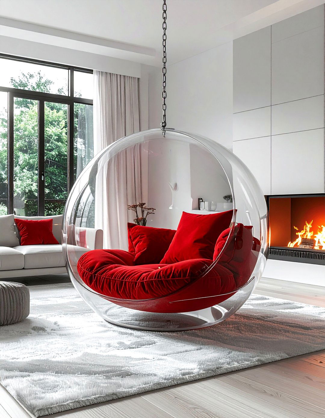 Acrylic Bubble Chair - 30 living room hanging chair ideas