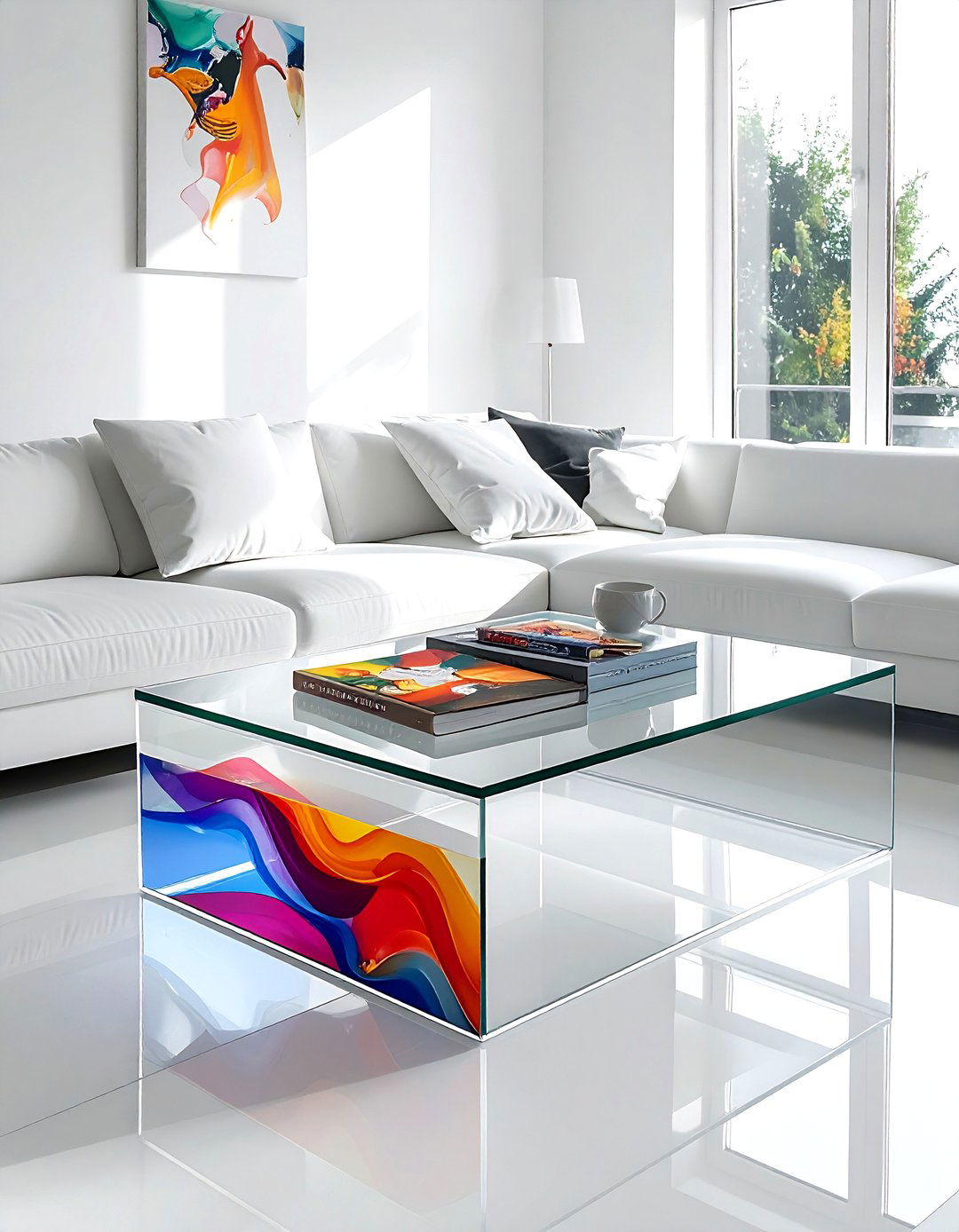 Acrylic Coffee Table - 30 living room space saving ideas