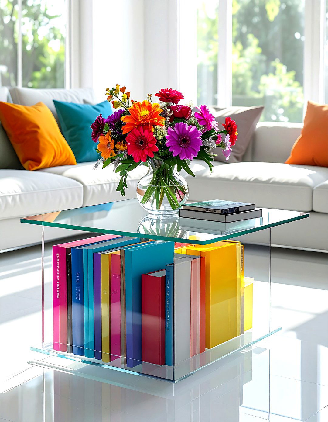 Acrylic Coffee Table - 30 living room tablescape ideas