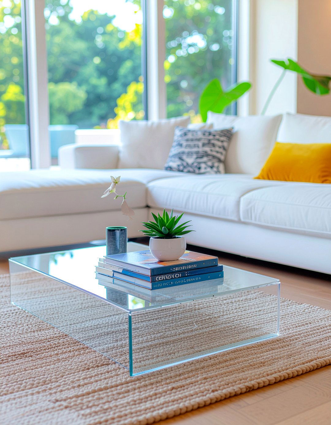 Acrylic Coffee Table - 30 cheap living room furniture ideas
