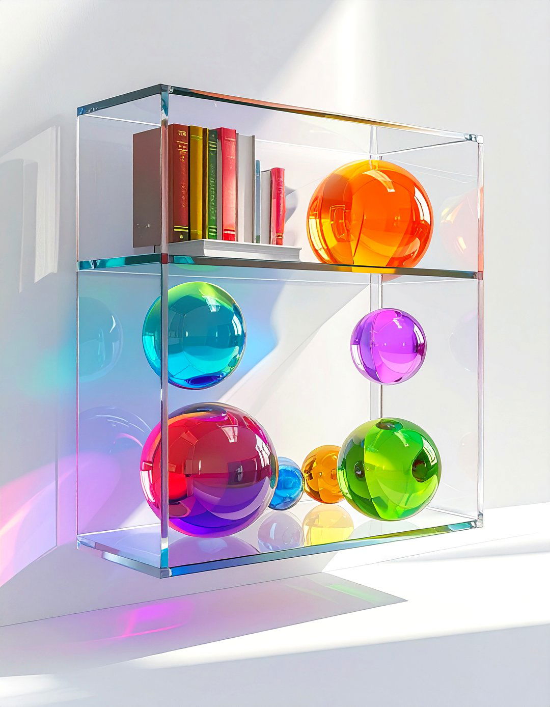 Acrylic Corner Floating Shelf - 30 living room corner shelving ideas