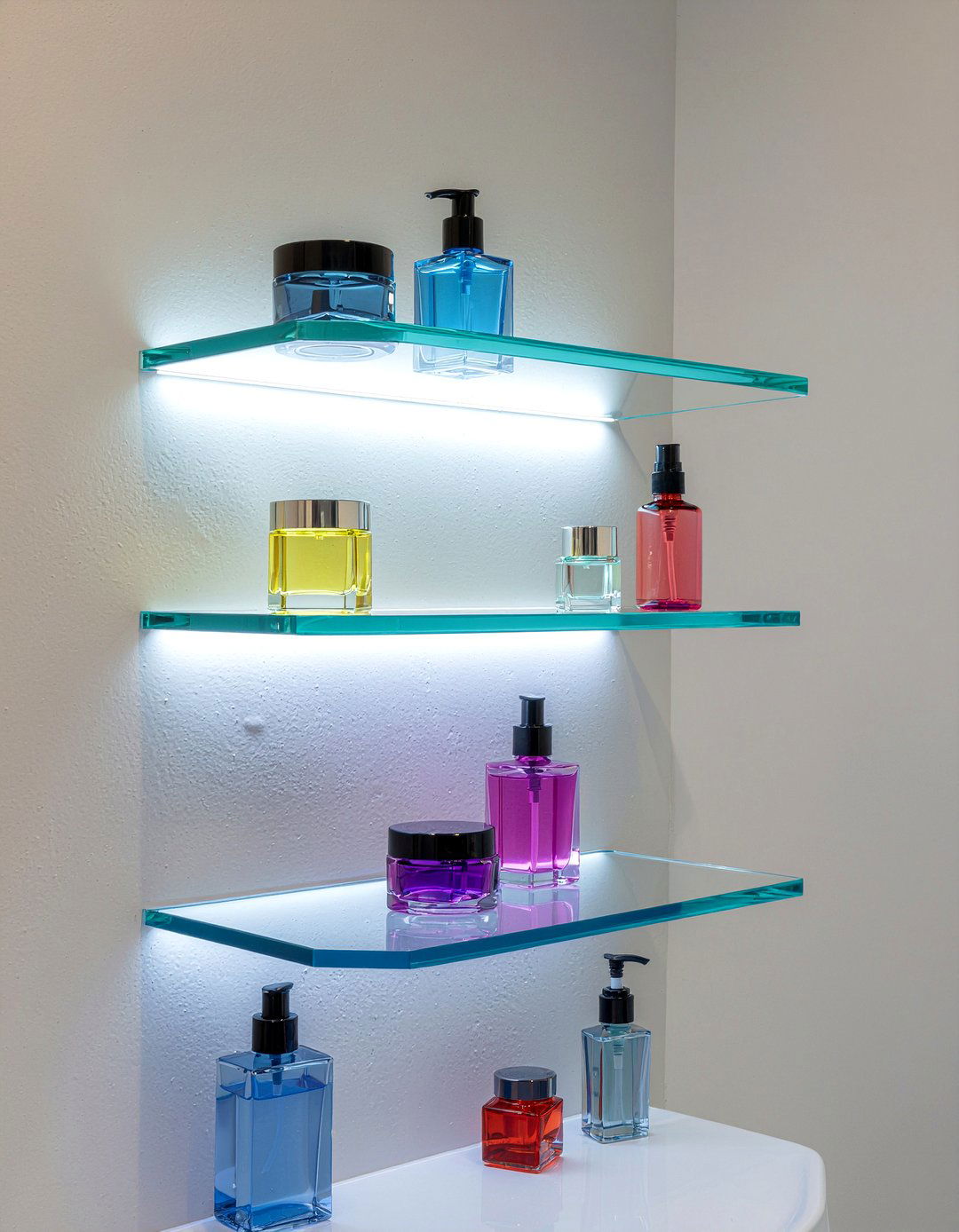 Acrylic Corner Shelves - 30 bathroom corner storage ideas