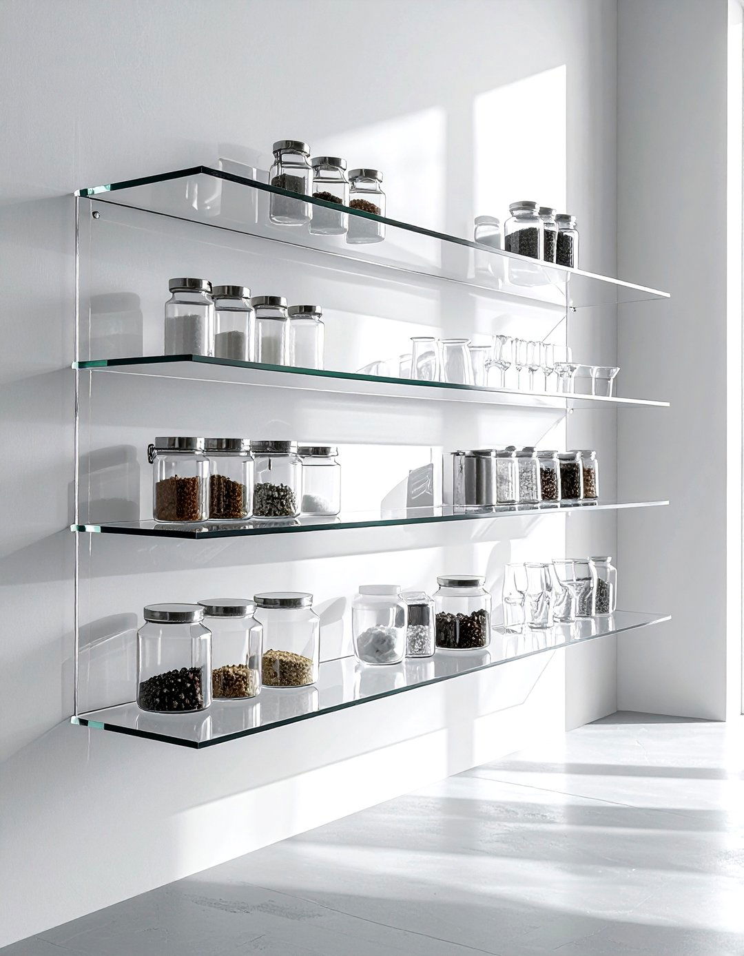 Acrylic Floating Shelf - 30 kitchen wall storage ideas