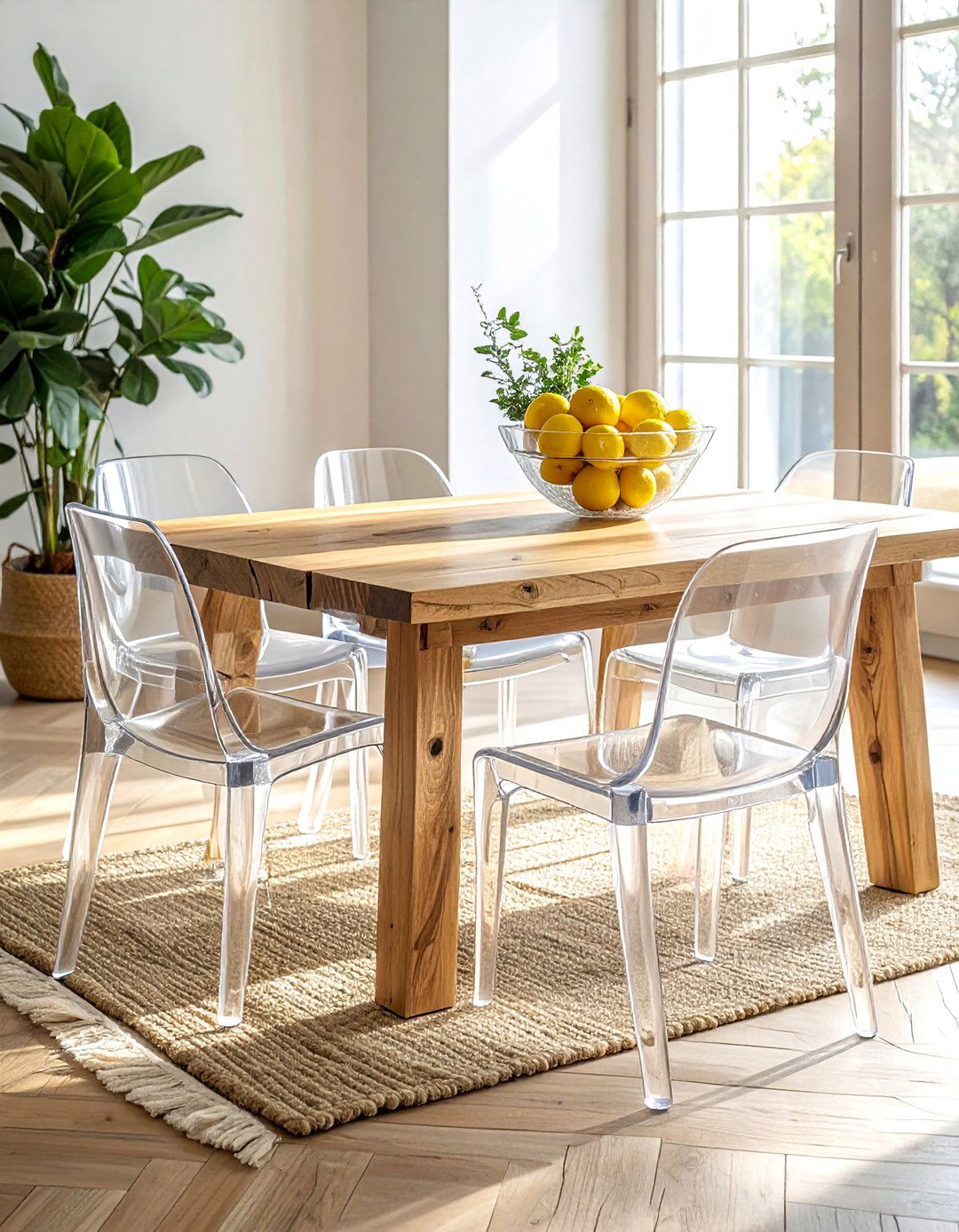 Acrylic Ghost Chairs - 30 small dining room ideas