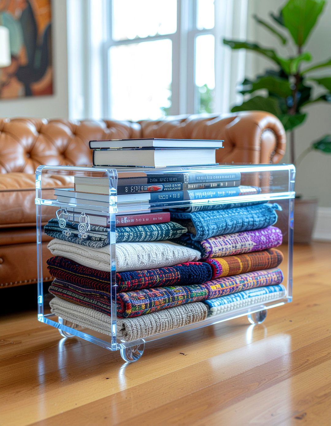 Acrylic Trunk - 30 living room acrylic furniture ideas