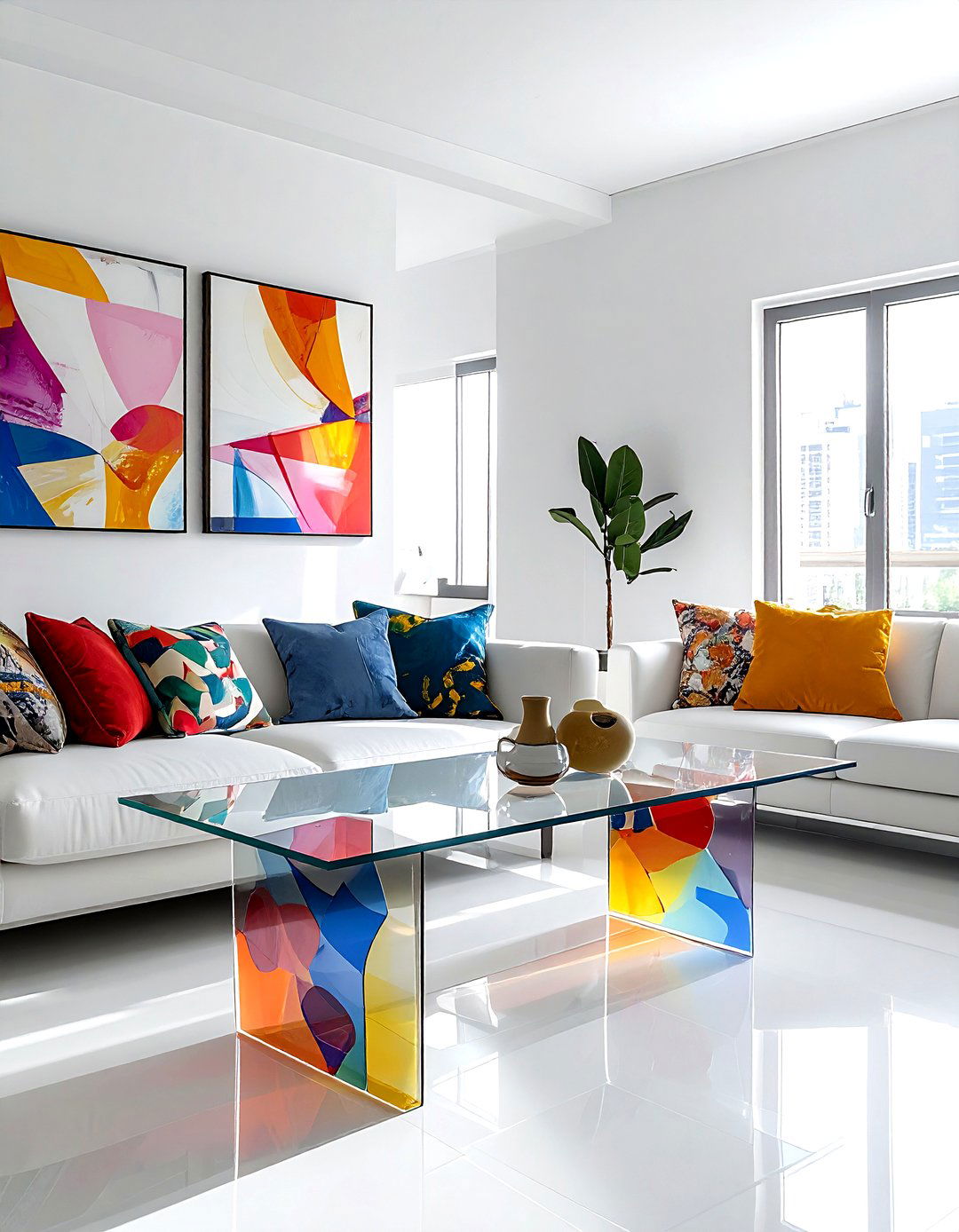 Acrylic clear console table - 30 living room sofa table ideas